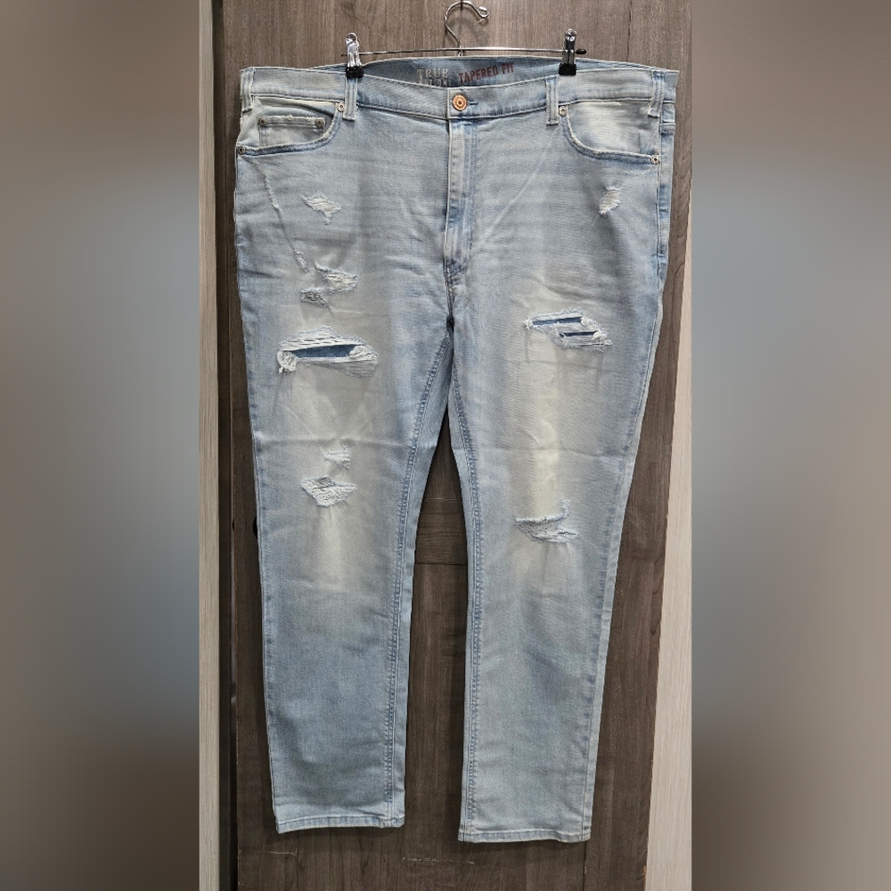Mens True Nation Tapered Fit Light Wash Denim Jeans